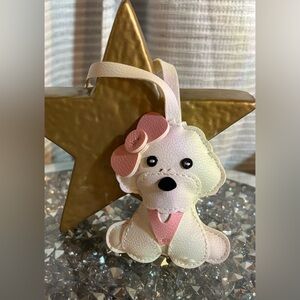 White and Pink Poodle Bag Charm / Keychain / Ornament